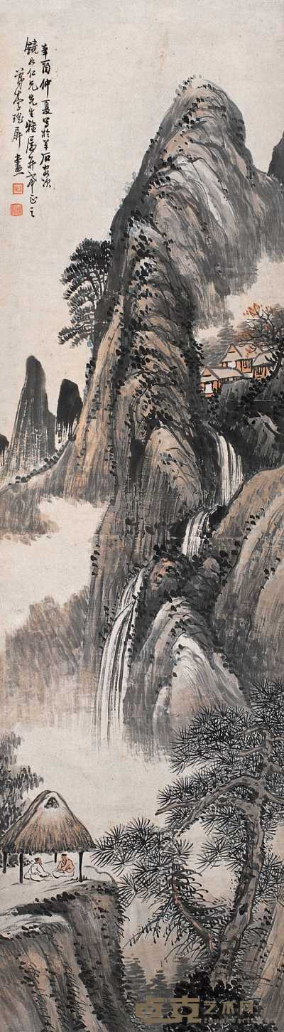 李瑶屏 辛酉（1921）年作 山水 立轴 136×37.5cm